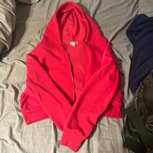 Pink cropped zip up hoodie